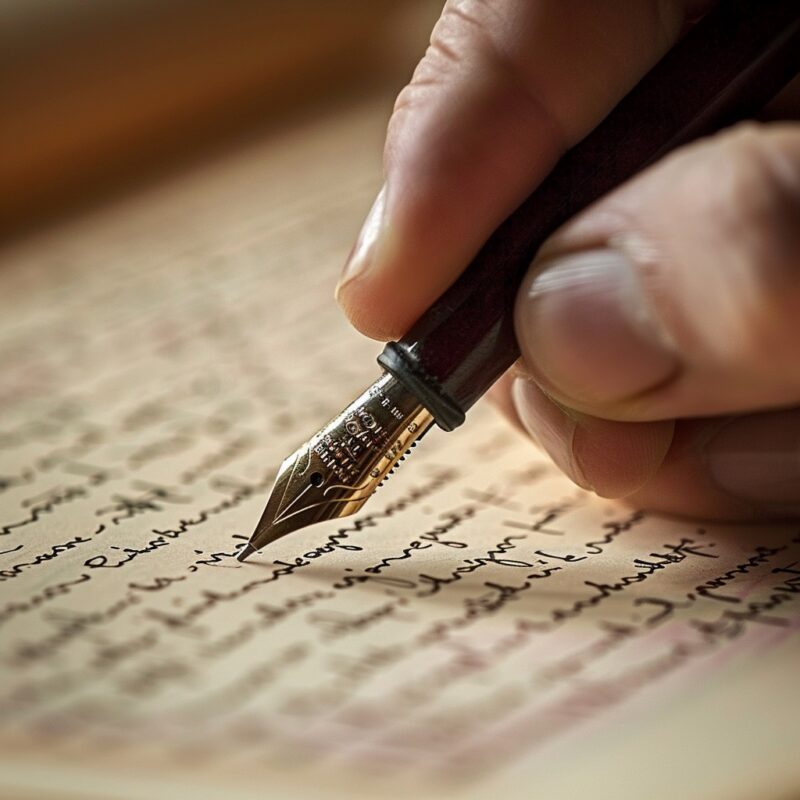Fountain Pen writting a cruisive screenplay script